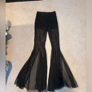 Fashion Nova Gothic lace and mesh flare pants size S